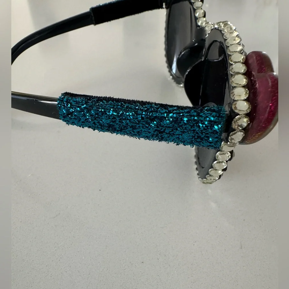Handmade Colorful Heart Embellished Sunglasses